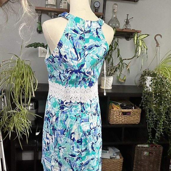 Lilly Pulitzer Ashlyn Shift Dress Tropical Turquoise Elephant Appeal - Picture 2 of 9
